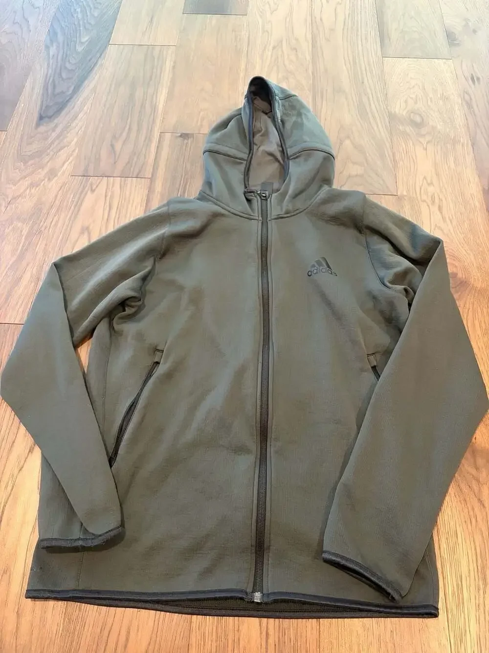 Adidas ZNE Full Zip Hoodie Olive Green Size Large